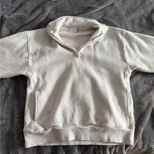 Aritzia Light Gray Zip-Up Sweater
